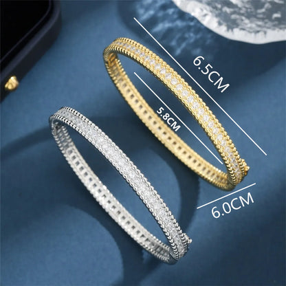 Copper 18K Gold Plated White Gold Plated Elegant Glam Luxurious Plating Solid Color Zircon Bangle