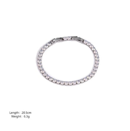 Copper 18K Gold Plated White Gold Plated Elegant Vacation Simple Style Geometric Polishing Inlay Zircon Bracelets