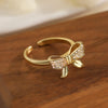 Copper 18K Gold Plated White Gold Plated Simple Style Commute Inlay Bow Knot Zircon Open Rings