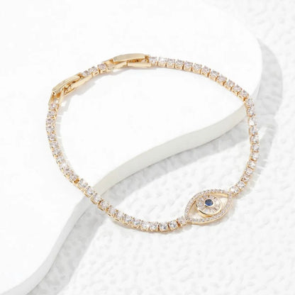 Copper 18K Gold Plated White Gold Plated Simple Style Eye Inlay Zircon Bracelets