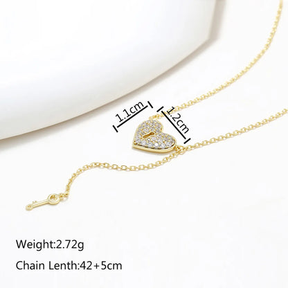 Copper 18K Gold Plated XUPING Simple Style Commute Plating Inlay Heart Shape Artificial Gemstones Pendant Necklace