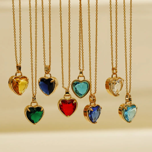 Copper 18K Gold Plated Y2K Chain Heart Shape Pendant Necklace