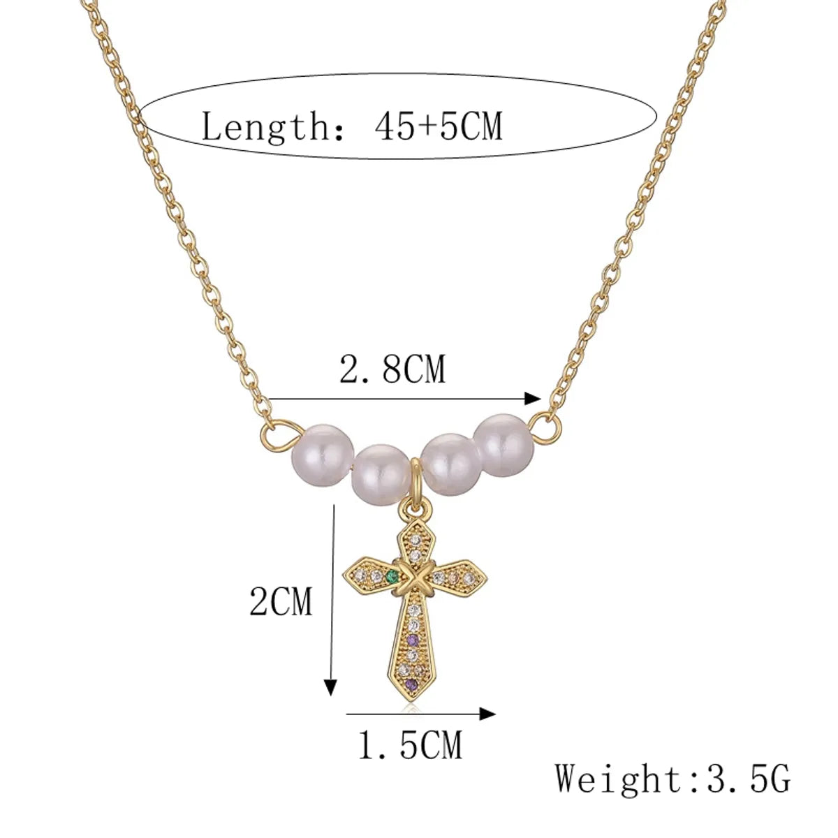 Copper Baroque Style Modern Style Simple Style Inlay Cross Key Lock Zircon Pendant Necklace