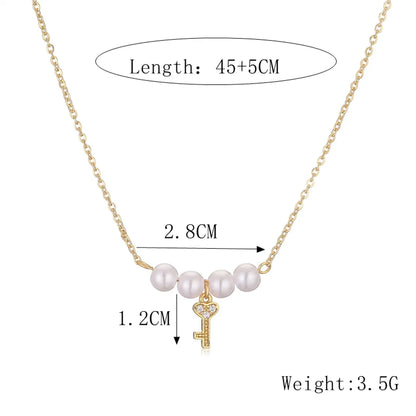 Copper Baroque Style Modern Style Simple Style Inlay Cross Key Lock Zircon Pendant Necklace