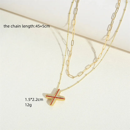 Copper Basic Classic Style Commute Inlay Letter Zircon Pendant Necklace