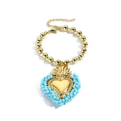 Copper Beaded Plating Heart Shape Bracelets