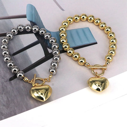 Copper Beaded Plating Heart Shape Bracelets