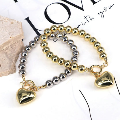 Copper Beaded Plating Heart Shape Bracelets