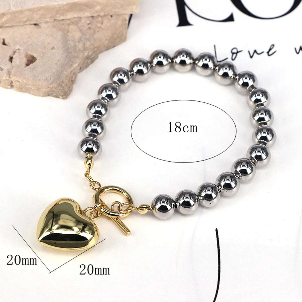 Copper Beaded Plating Heart Shape Bracelets