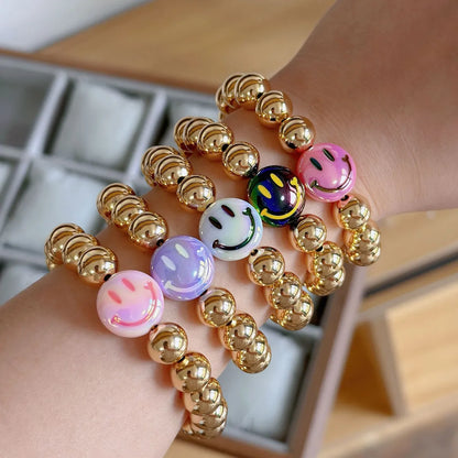 Copper Beaded Smile Face Bracelets