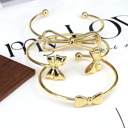 Copper Bowknot Bow Knot Cuff Bracelets