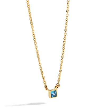 Copper Brass 18K Gold Plated Inlay Round Square Zircon Necklace