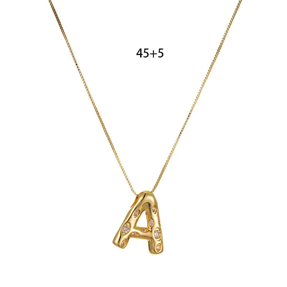 Copper Brass Gold Plated Elegant Glam Solid Color Plating Inlay Letter Zircon Pendant Necklace