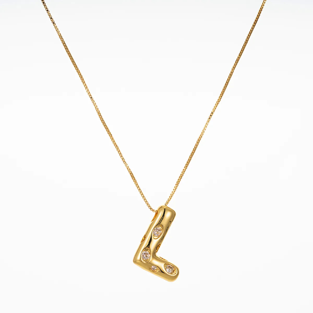 Copper Brass Gold Plated Elegant Glam Solid Color Plating Inlay Letter Zircon Pendant Necklace