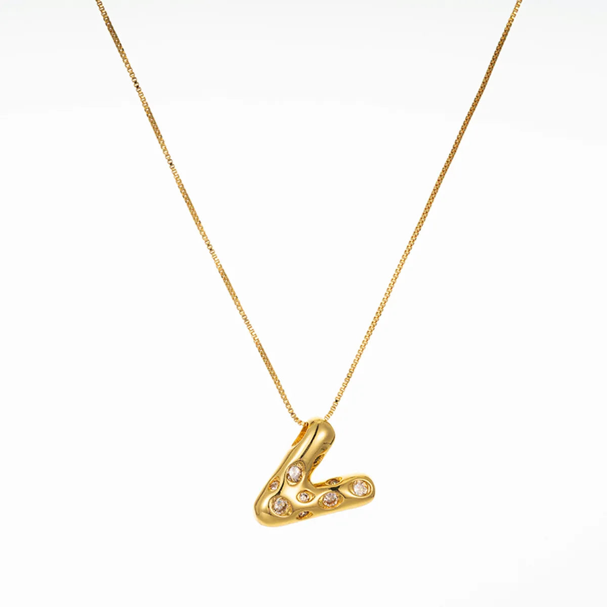 Copper Brass Gold Plated Elegant Glam Solid Color Plating Inlay Letter Zircon Pendant Necklace