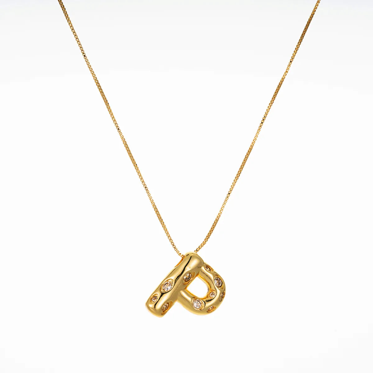 Copper Brass Gold Plated Elegant Glam Solid Color Plating Inlay Letter Zircon Pendant Necklace