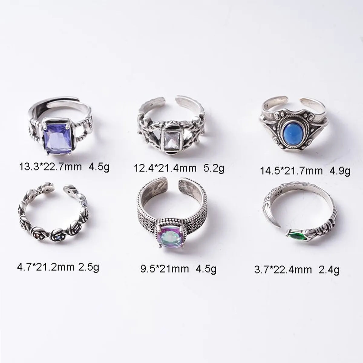 Copper Brass Silver Plated Plating Flower Rectangle Zircon Open Rings