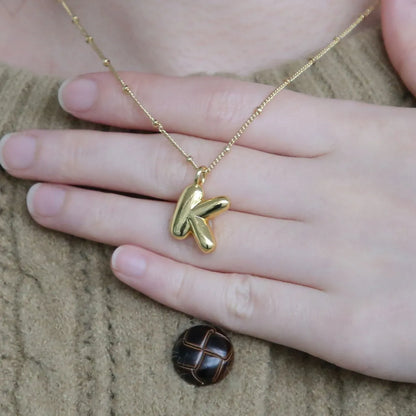 Copper Brass Simple Style Letter Pendant Necklace