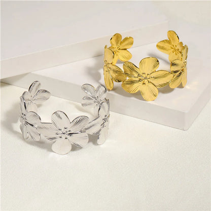 Copper Casual Elegant Flower Plating Bangle