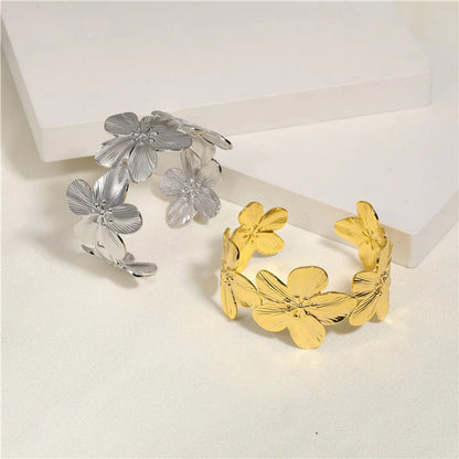 Copper Casual Elegant Flower Plating Bangle