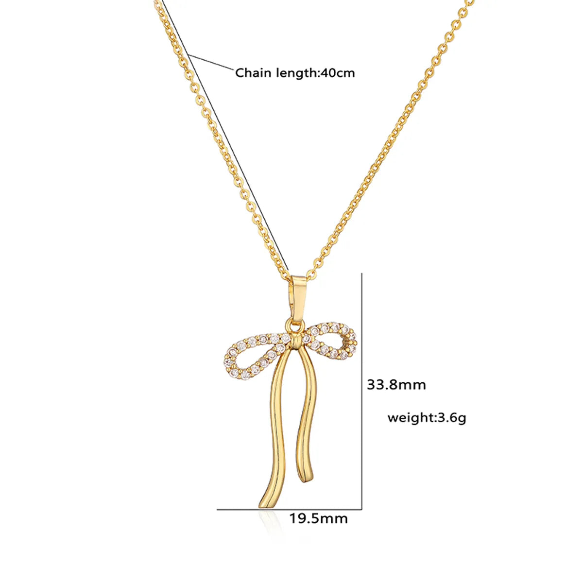 Copper Casual Elegant Simple Style Inlay Bow Knot Artificial Pearls Zircon Pendant Necklace