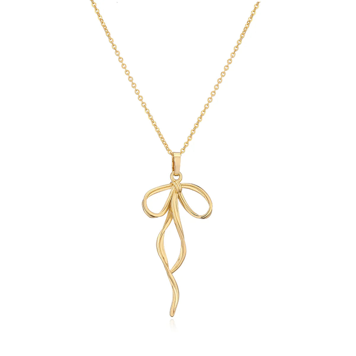 Copper Casual Elegant Simple Style Inlay Bow Knot Artificial Pearls Zircon Pendant Necklace