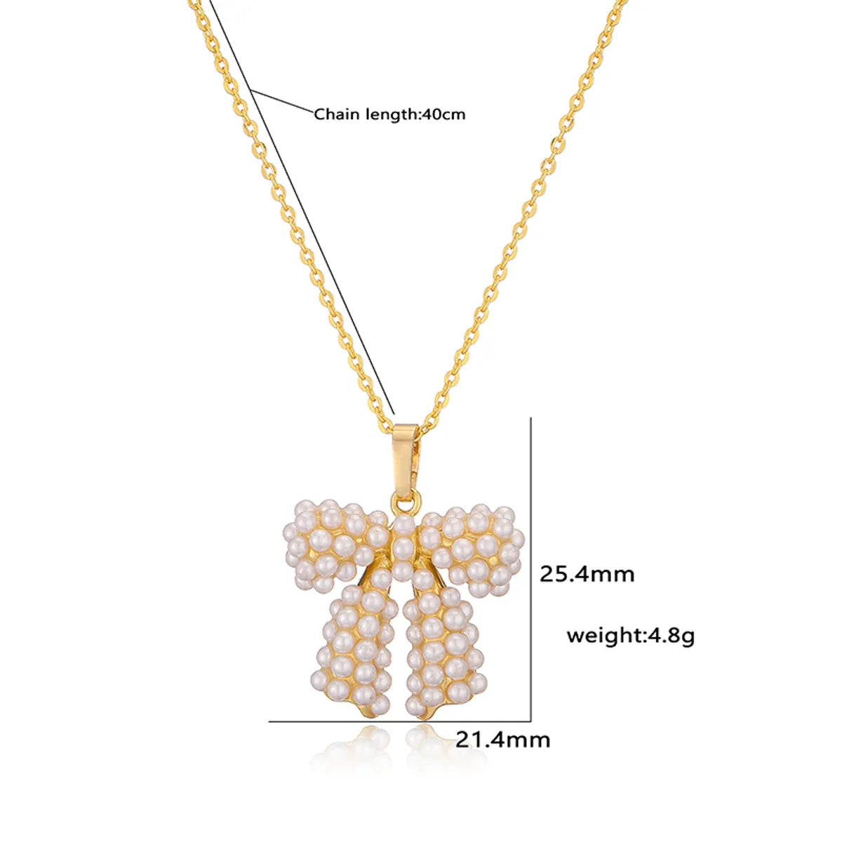 Copper Casual Elegant Simple Style Inlay Bow Knot Artificial Pearls Zircon Pendant Necklace