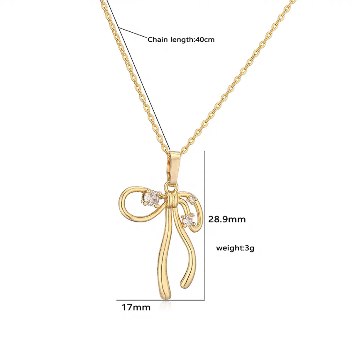 Copper Casual Elegant Simple Style Inlay Bow Knot Artificial Pearls Zircon Pendant Necklace