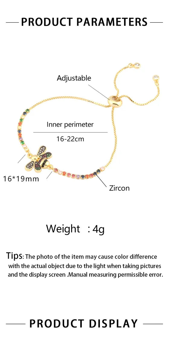 Copper Casual Simple Style Insect Zircon Bracelets