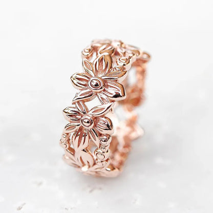 Copper Casual Sweet Plating Flower Rings