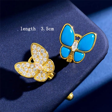 Copper Commute Butterfly Inlay Zircon Bracelets Earrings Necklace