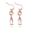 Copper Elegant Asymmetrical Plating Inlay Geometric Water Droplets Artificial Crystal Drop Earrings