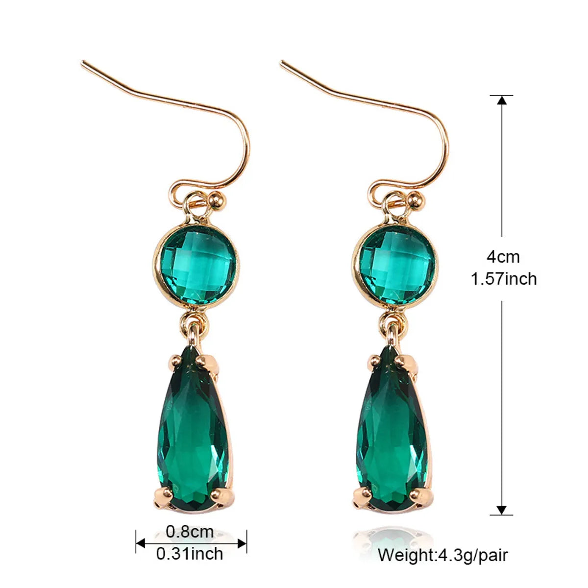 Copper Elegant Asymmetrical Plating Inlay Geometric Water Droplets Artificial Crystal Drop Earrings