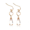 Copper Elegant Asymmetrical Plating Inlay Geometric Water Droplets Artificial Crystal Drop Earrings