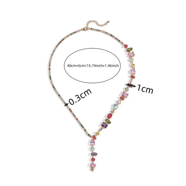 Copper Elegant Color Block Plating Inlay Zircon Necklace