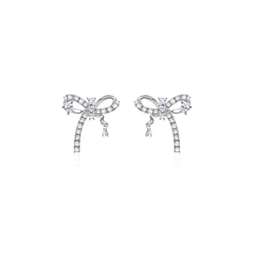 Copper Elegant Glam Bow Knot Plating Inlay Zircon Rings Earrings