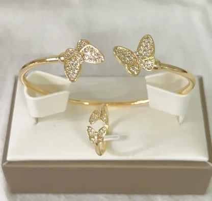 Copper Elegant Heart Shape Butterfly Bangle