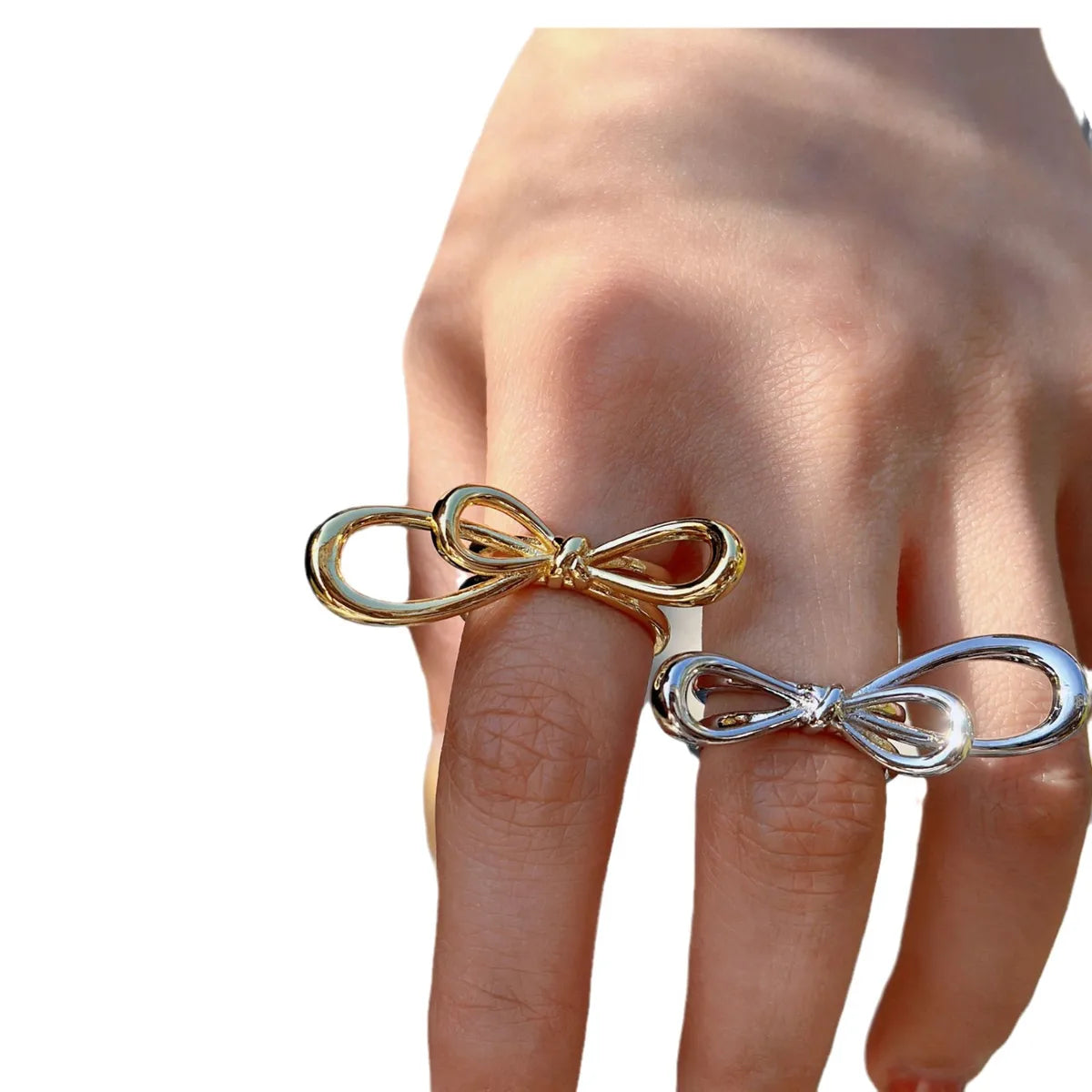 Copper Elegant Plating Bow Knot Open Rings