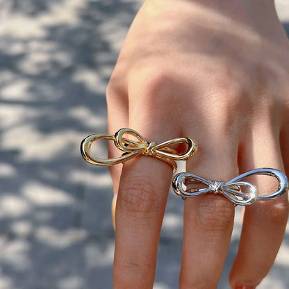 Copper Elegant Plating Bow Knot Open Rings