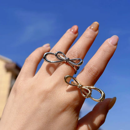 Copper Elegant Plating Bow Knot Open Rings