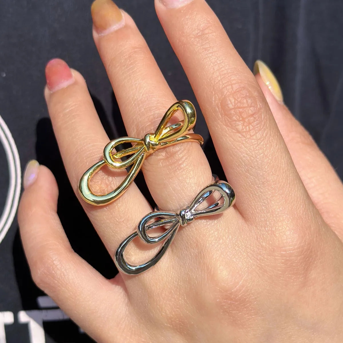 Copper Elegant Plating Bow Knot Open Rings