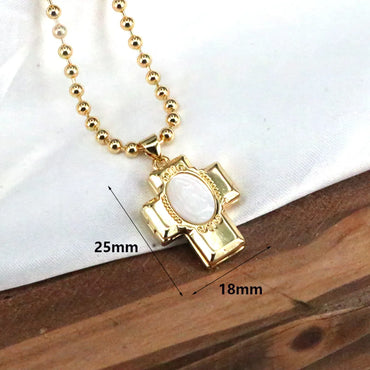 Copper Elegant Simple Style Cross Star Heart Shape Plating Inlay Pearl Pendant Necklace