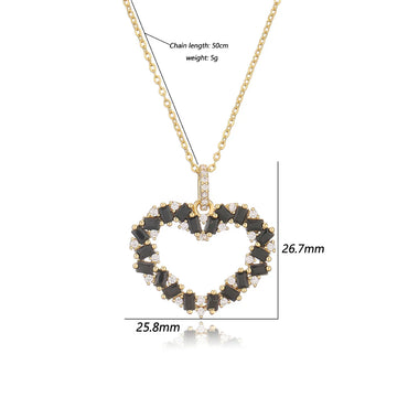 Copper Elegant Simple Style Heart Shape Inlaid Zircon Pendant Necklace