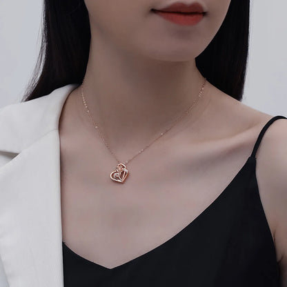 Copper Elegant Simple Style Heart Shape Rose Pendant Necklace