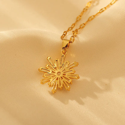 Copper Elegant Simple Style Inlay Snowflake Artificial Diamond Pendant Necklace