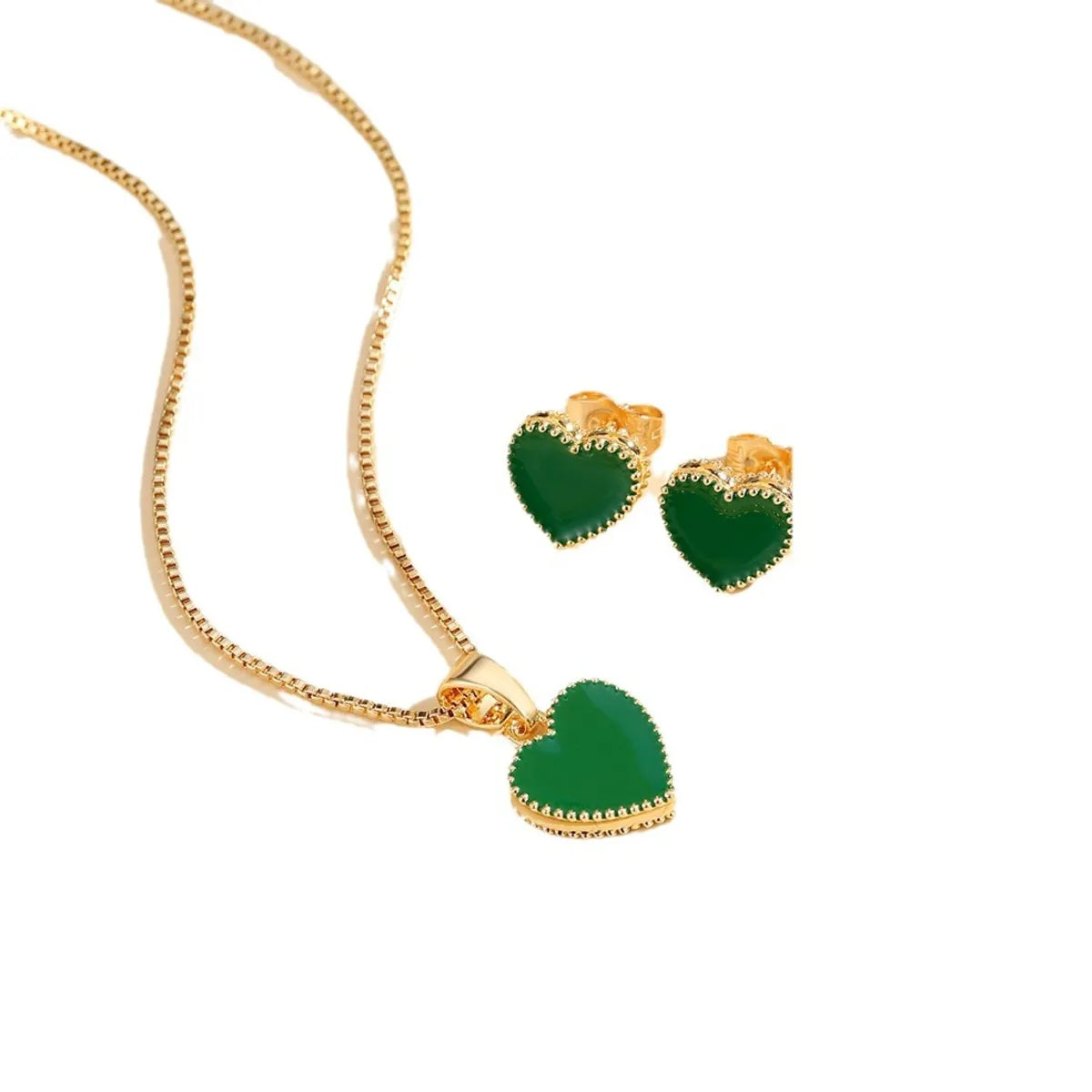 Copper Enamel Heart Shape Jewelry Set