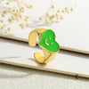 Copper Enamel Heart Shape Smiley Face Open Rings