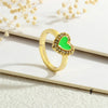 Copper Enamel Inlay Heart Shape Zircon Adjustable Ring