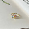 Copper Enamel Inlay Waves Heart Shape Butterfly Shell Zircon Open Rings