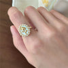 Copper Enamel Inlay Waves Heart Shape Butterfly Shell Zircon Open Rings